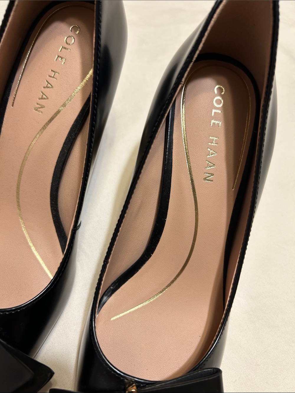 Cole Haan Black Pointed-Toe Pumps with Bow Accent - Picture 3 of 11